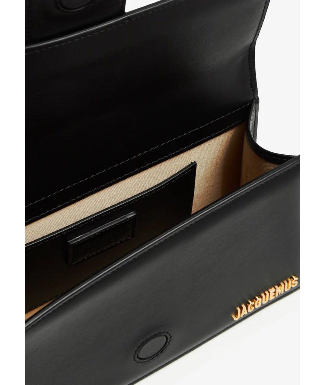 JACQUEMUS Черная кожаная сумка с короткими ручками, фото 4