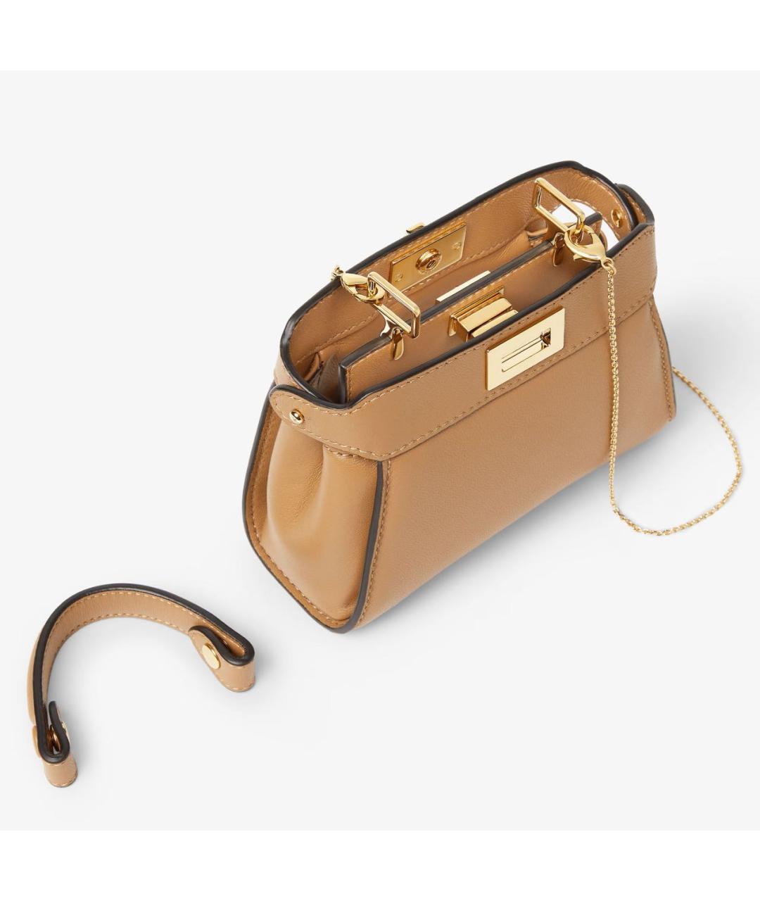 FENDI Коричневая кожаная сумка тоут, фото 3