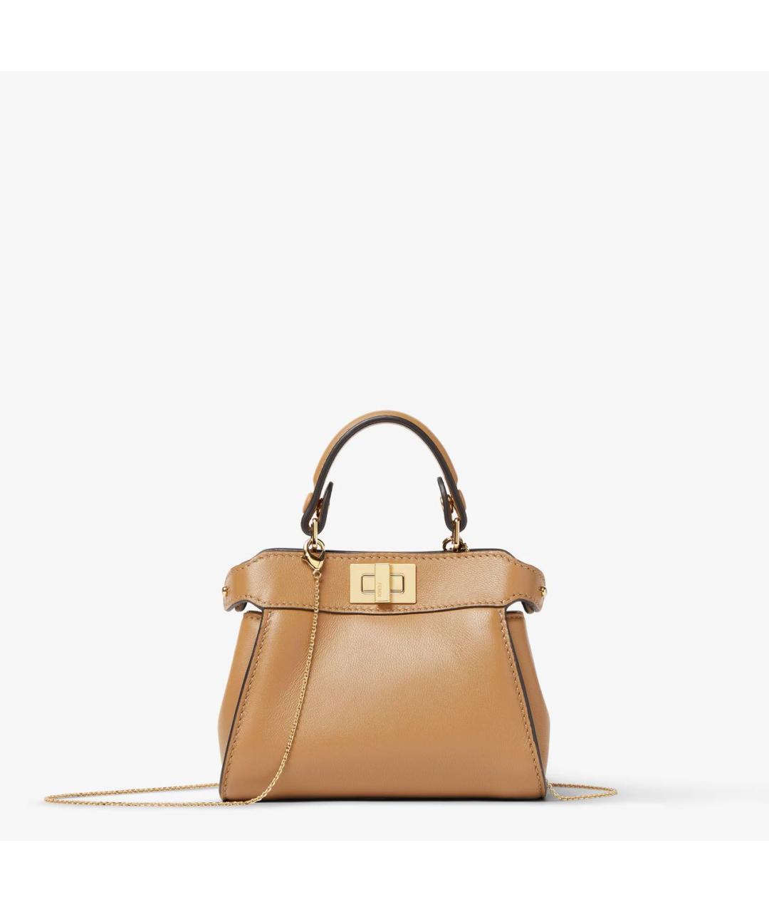 FENDI Коричневая кожаная сумка тоут, фото 8