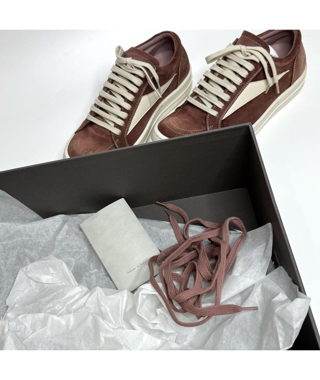 RICK OWENS Бордовые замшевые кеды, фото 3