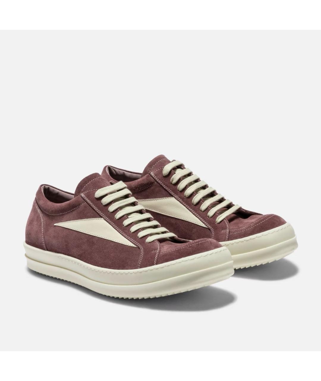 RICK OWENS Бордовые замшевые кеды, фото 7