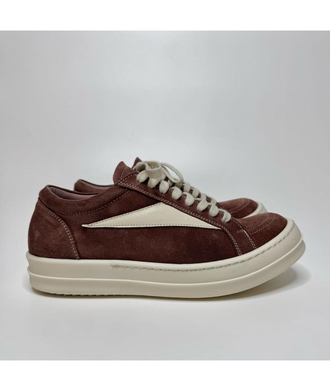 RICK OWENS Бордовые замшевые кеды, фото 4