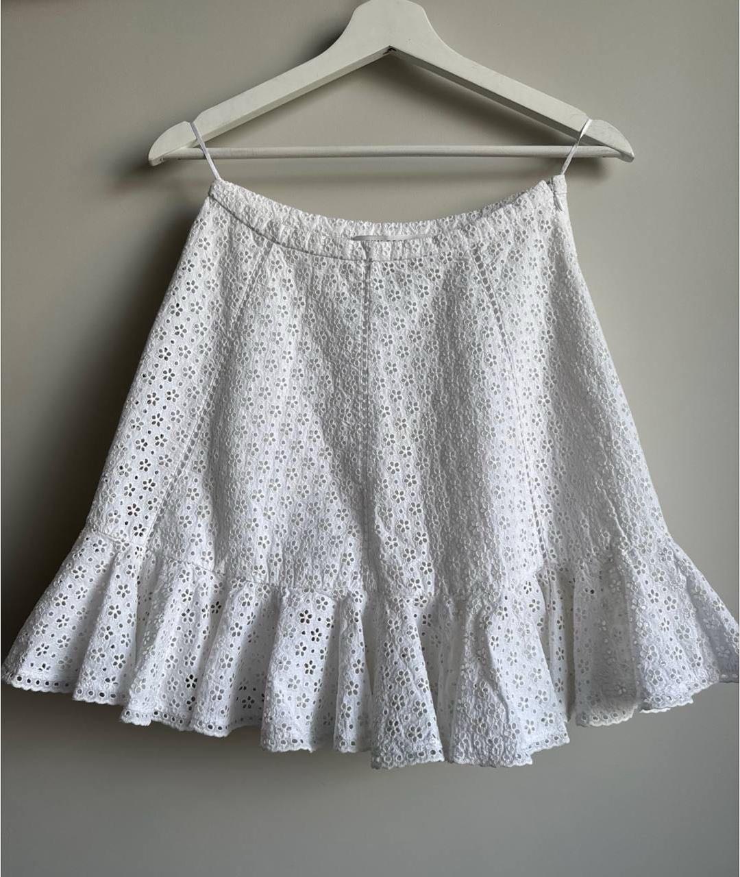 PHILOSOPHY DI LORENZO SERAFINI Белая хлопковая юбка мини, фото 5