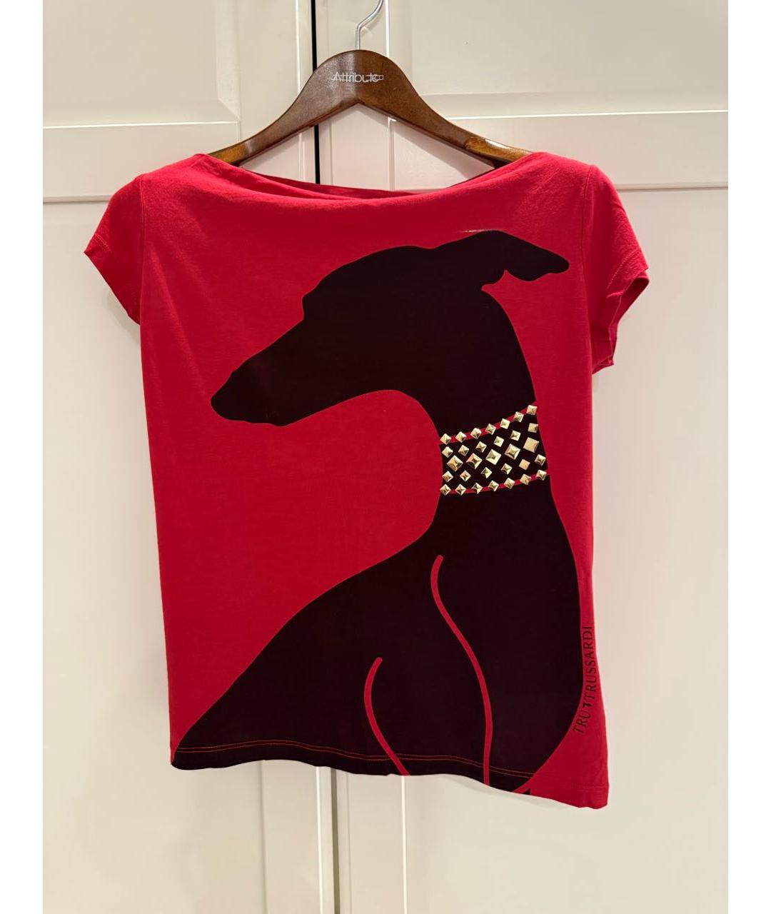 TRUSSARDI Бордовая футболка, фото 5