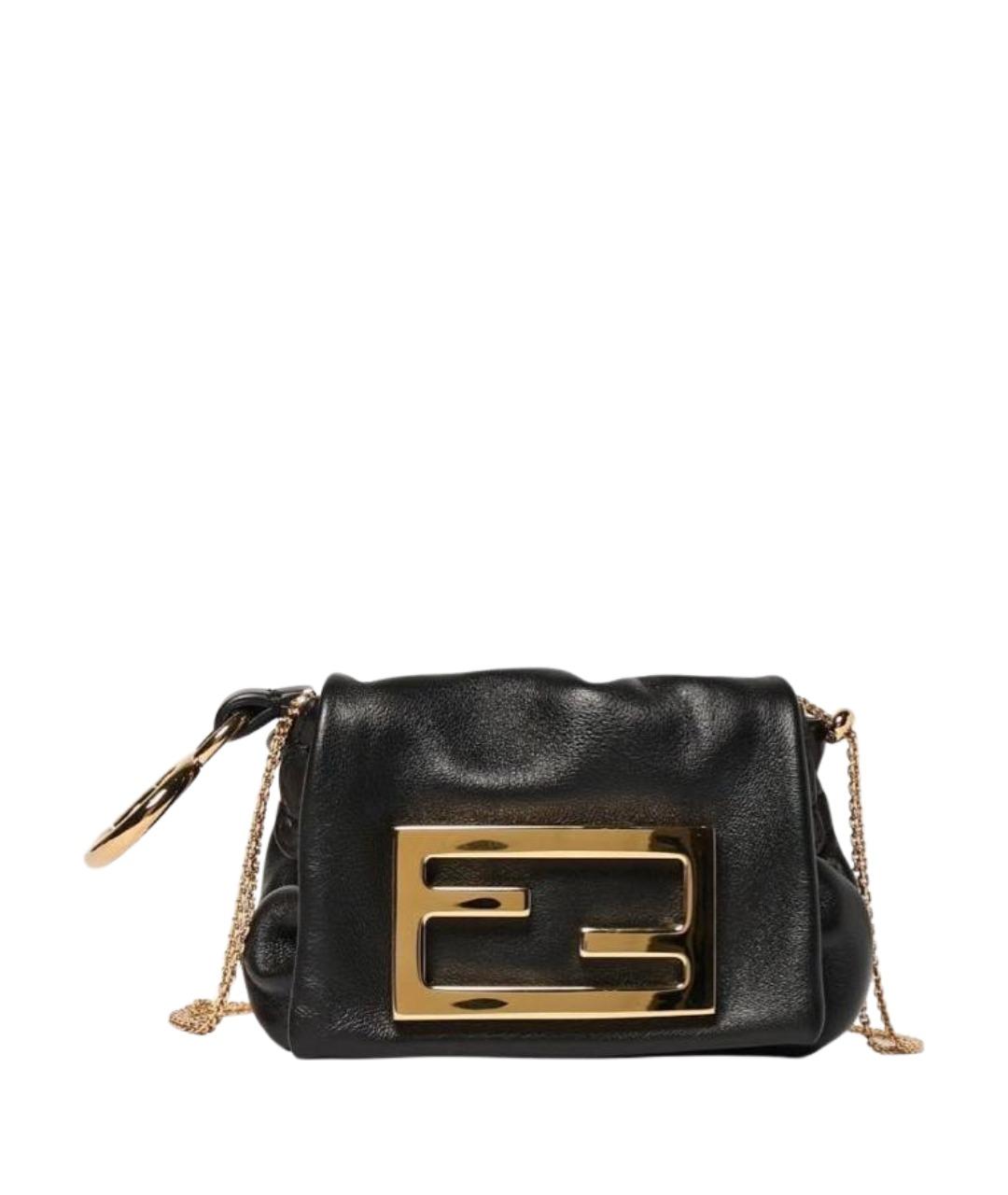 FENDI Черная кожаная сумка через плечо, фото 1