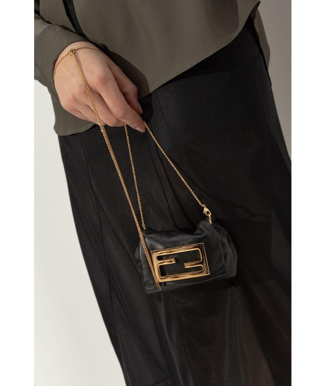 FENDI Черная кожаная сумка через плечо, фото 2