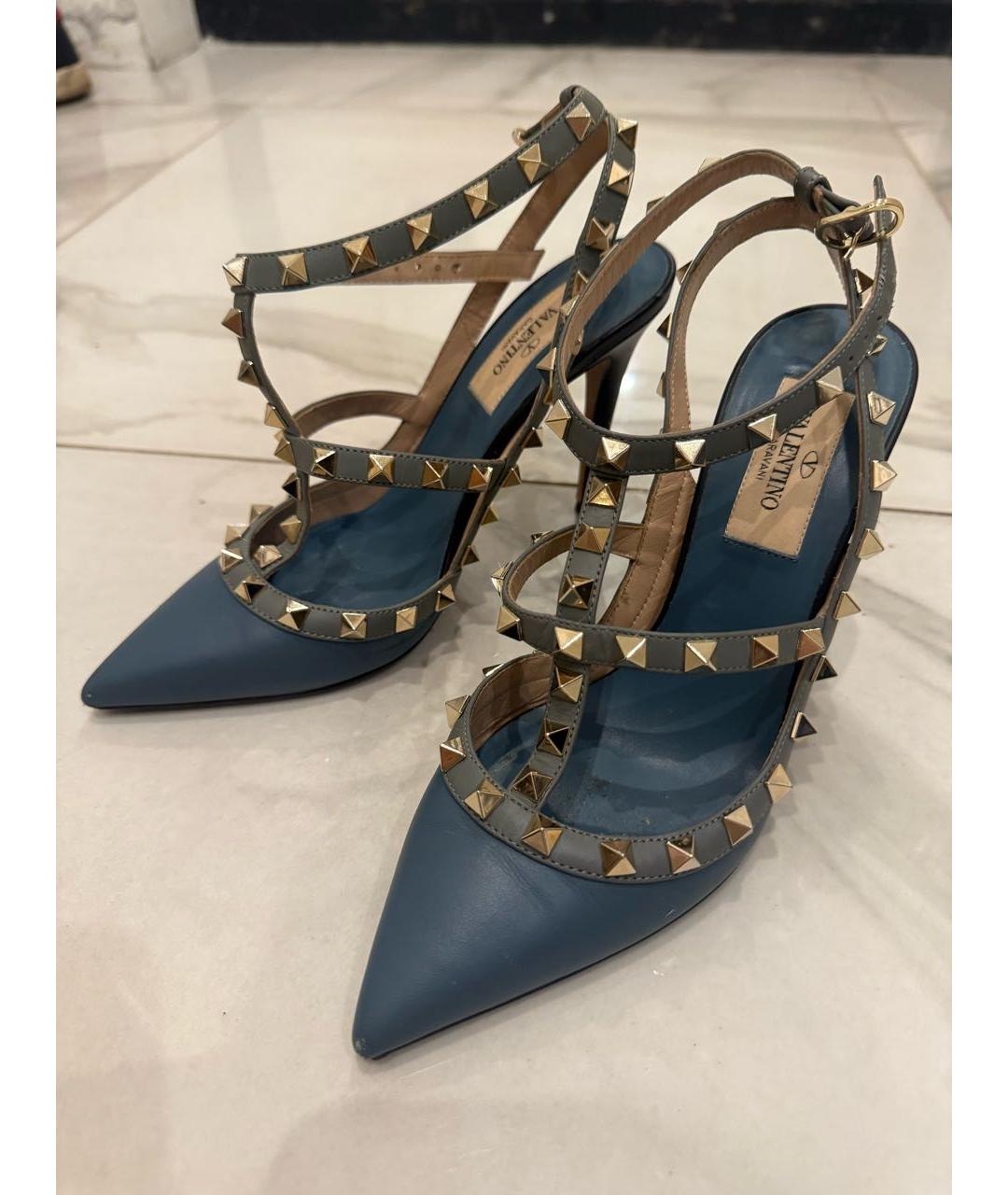 VALENTINO Темно-синие кожаные туфли, фото 5