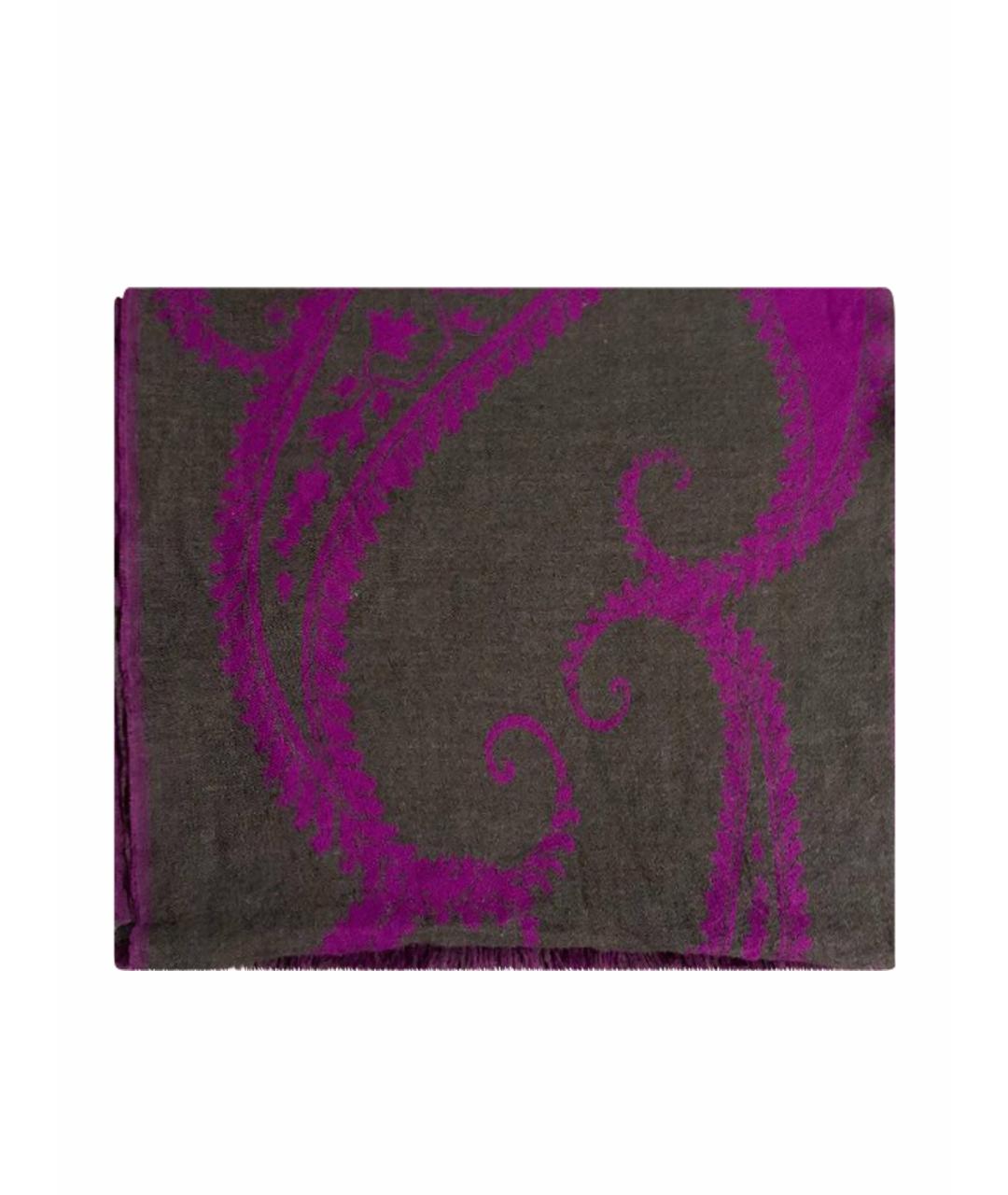 ETRO Антрацитовый шерстяной шарф, фото 5