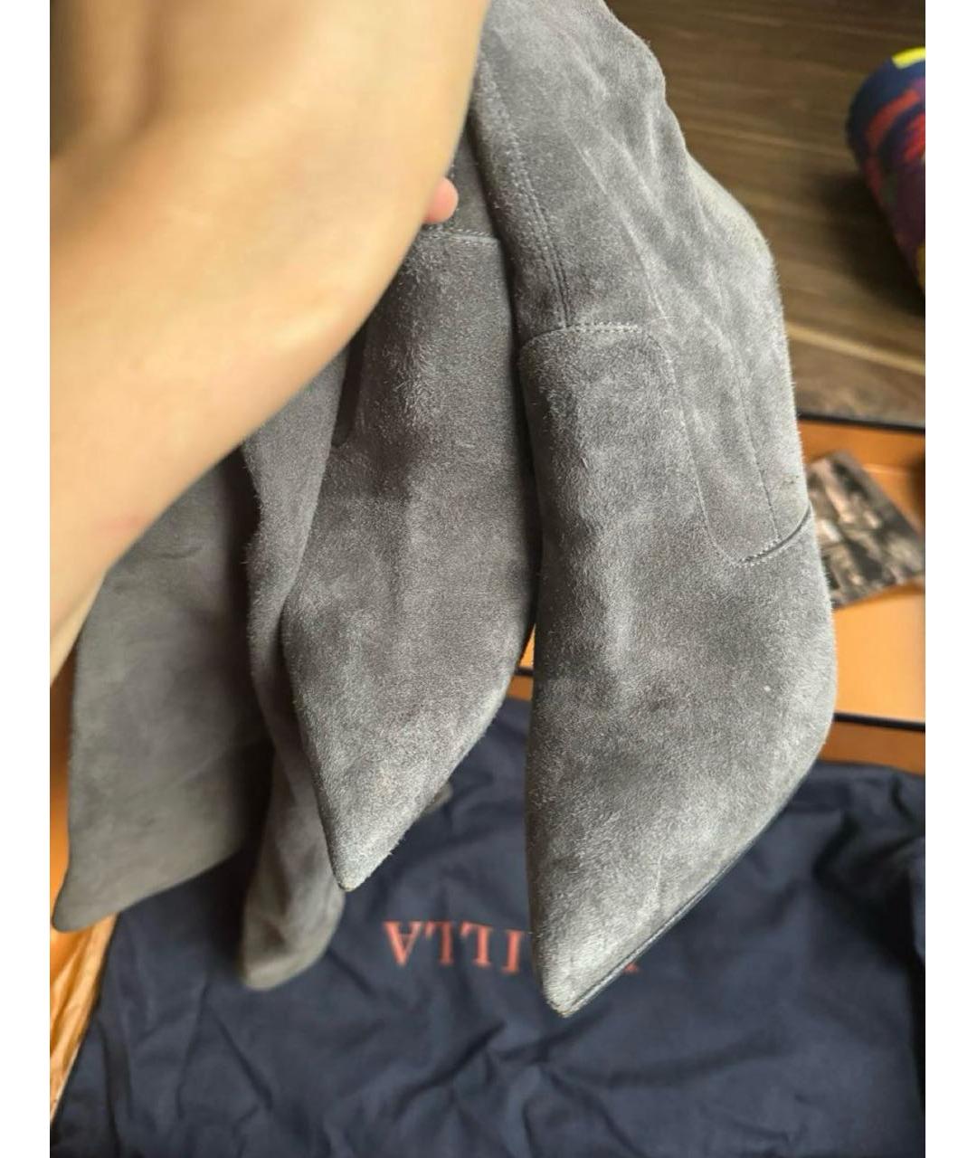 LE SILLA Серые замшевые ботфорты, фото 3