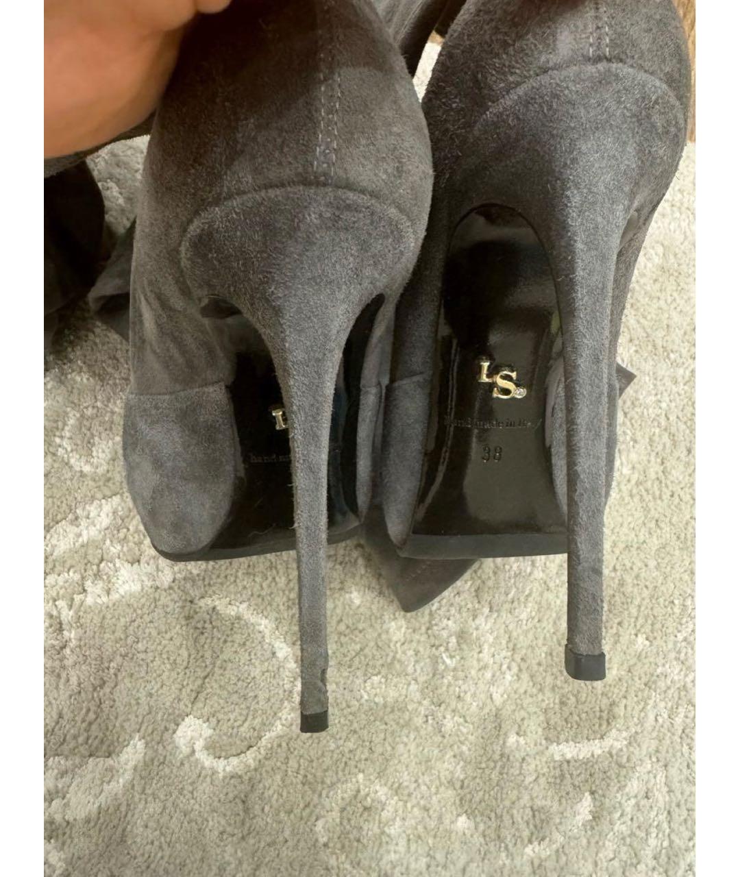 LE SILLA Серые замшевые ботфорты, фото 6