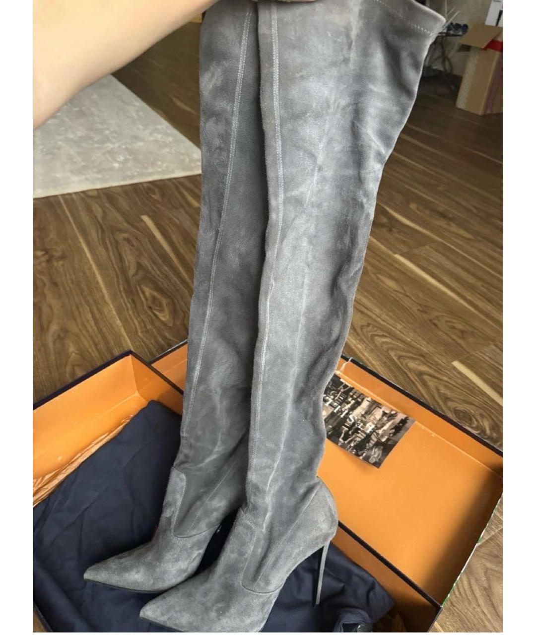 LE SILLA Серые замшевые ботфорты, фото 5