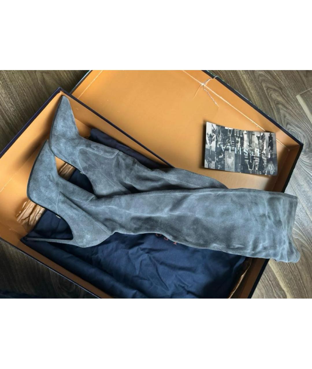 LE SILLA Серые замшевые ботфорты, фото 2