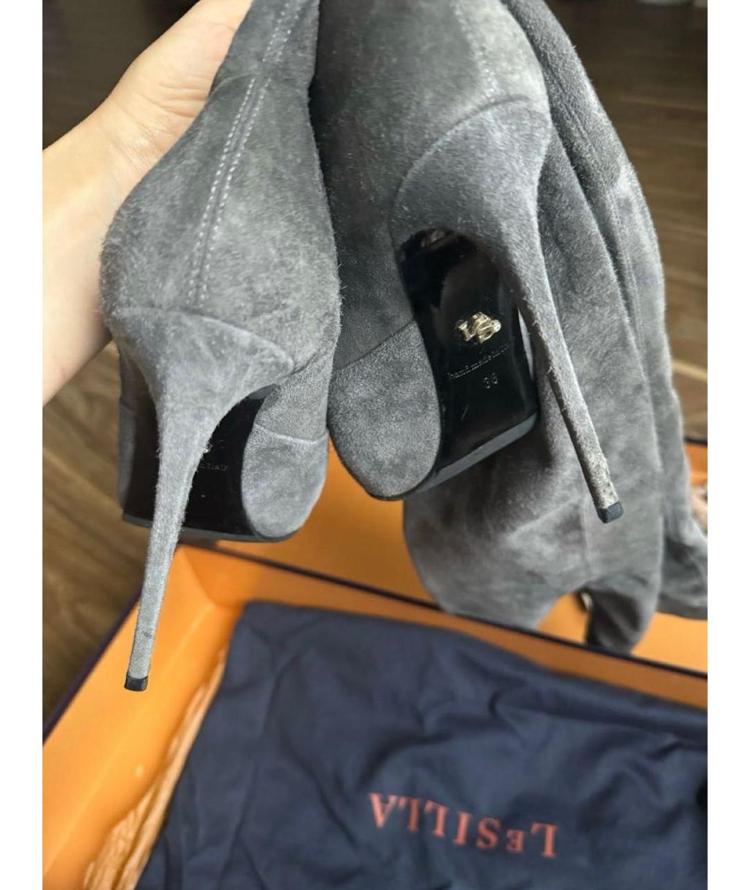 LE SILLA Серые замшевые ботфорты, фото 4