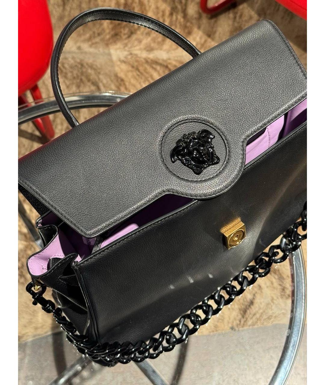 VERSACE Черная кожаная сумка через плечо, фото 3