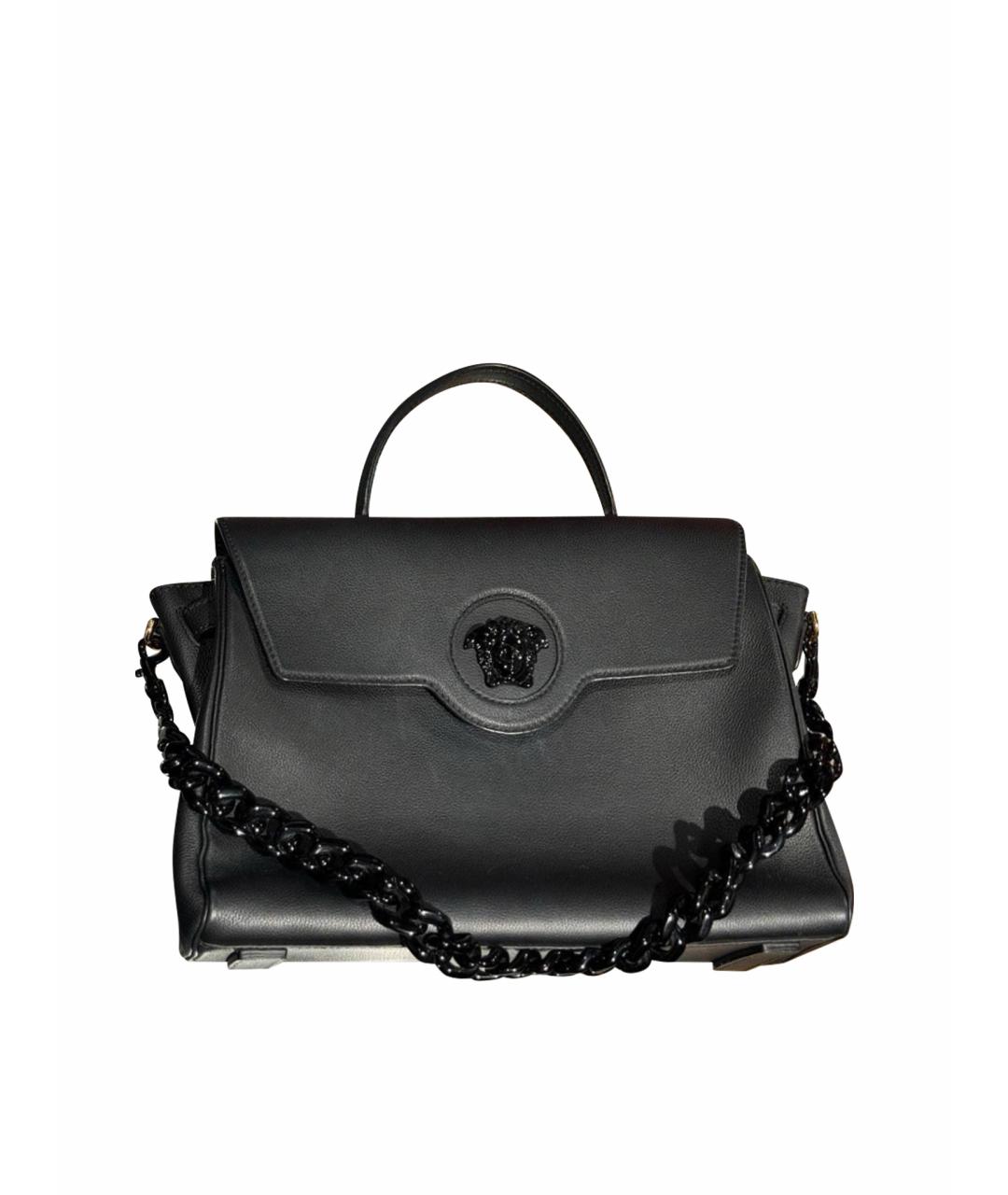 VERSACE Черная кожаная сумка через плечо, фото 5