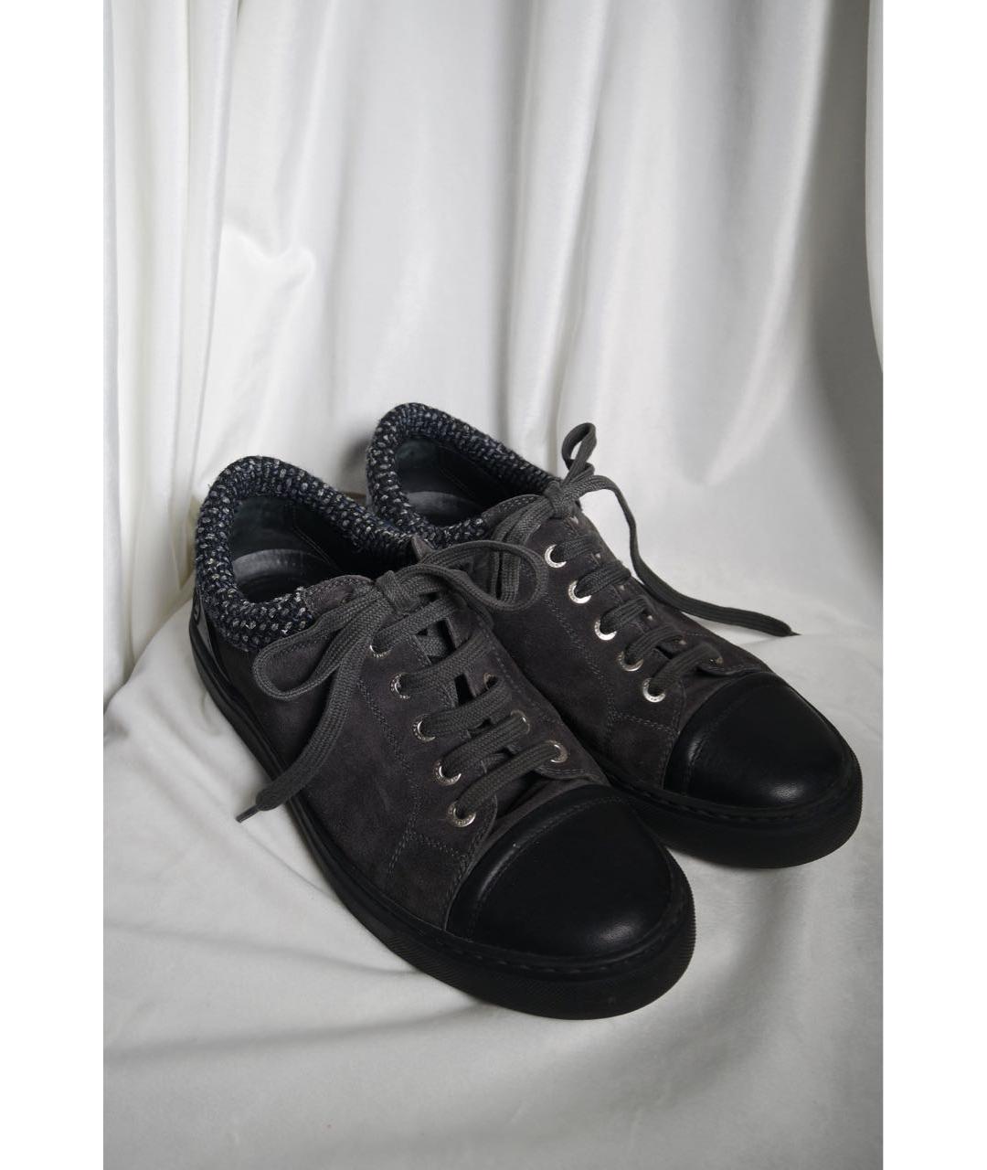 CHANEL Антрацитовые замшевые кеды, фото 6