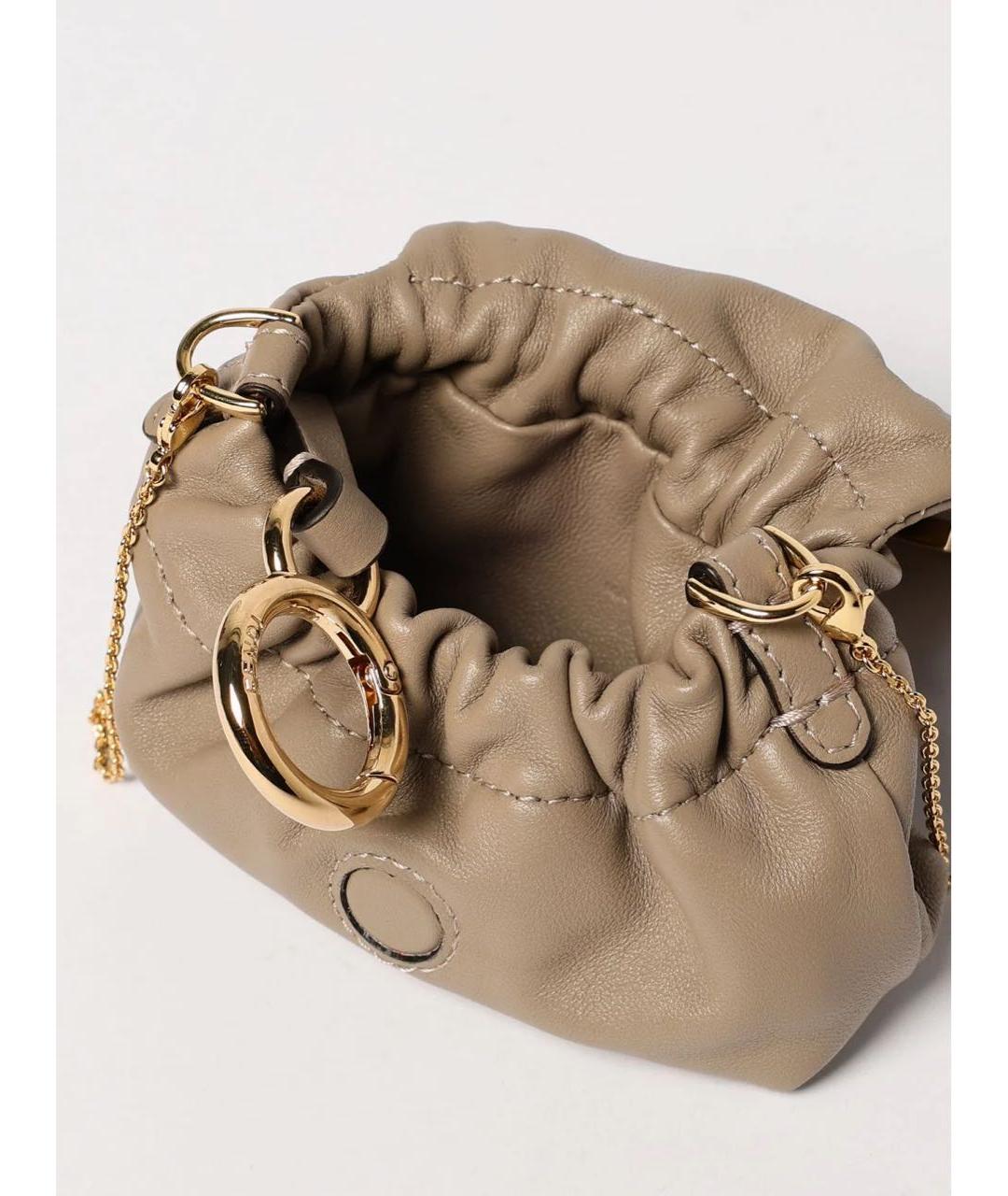 FENDI Бежевая кожаная сумка через плечо, фото 4