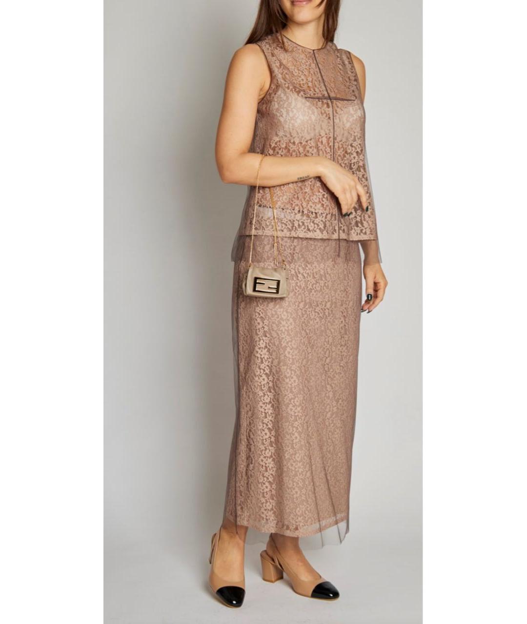 FENDI Бежевая кожаная сумка через плечо, фото 6