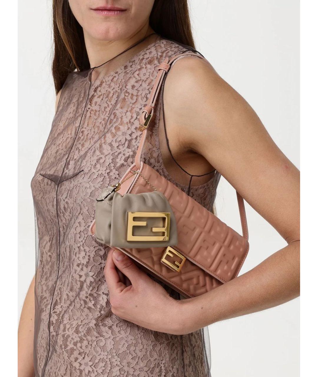 FENDI Бежевая кожаная сумка через плечо, фото 2