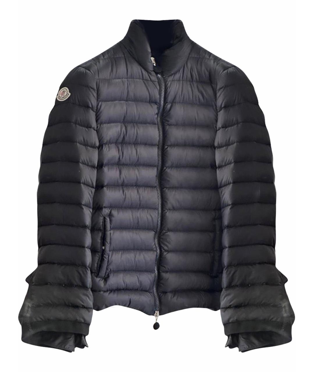 MONCLER Темно-синий полиэстеровый пуховик, фото 1
