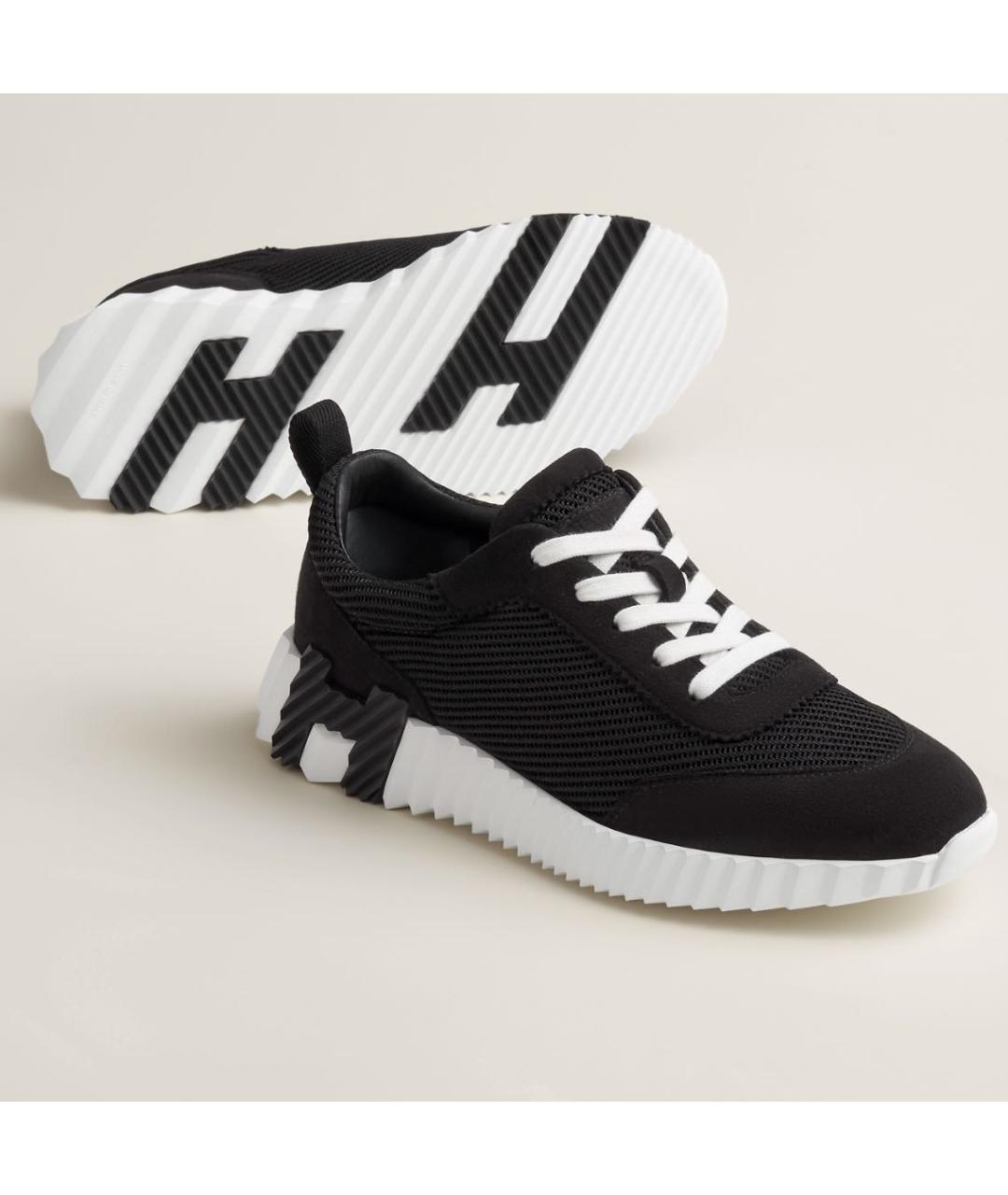 HERMES Черные замшевые кроссовки, фото 2