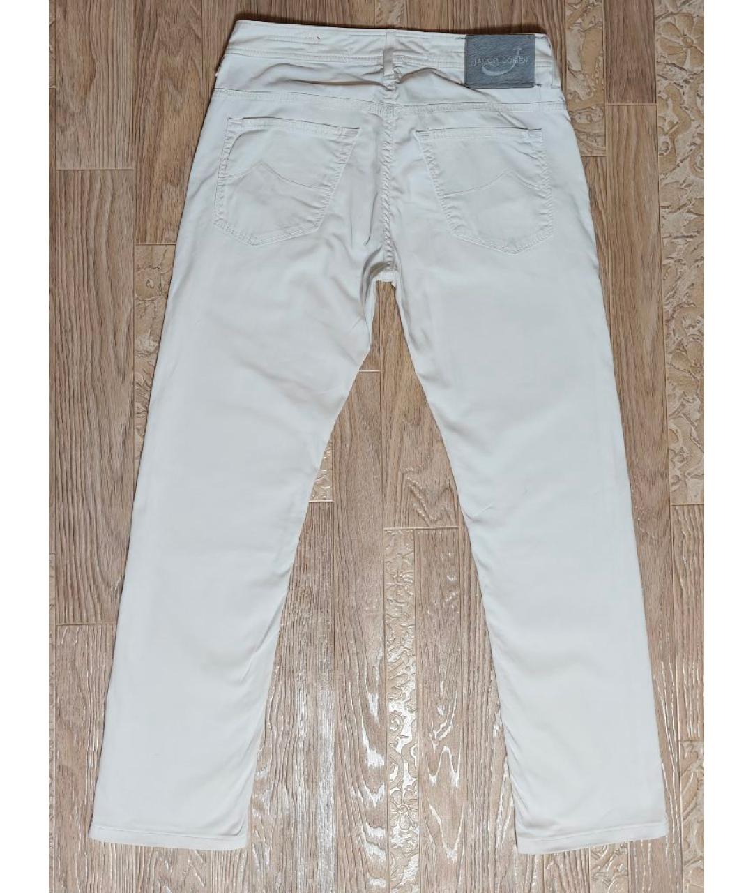 JACOB COHEN Белые хлопко-эластановые прямые джинсы, фото 2