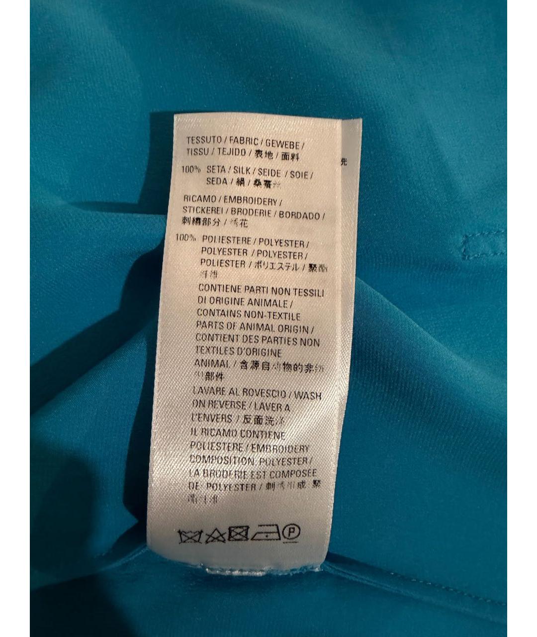 BALENCIAGA Бирюзовая шелковая блузы, фото 4