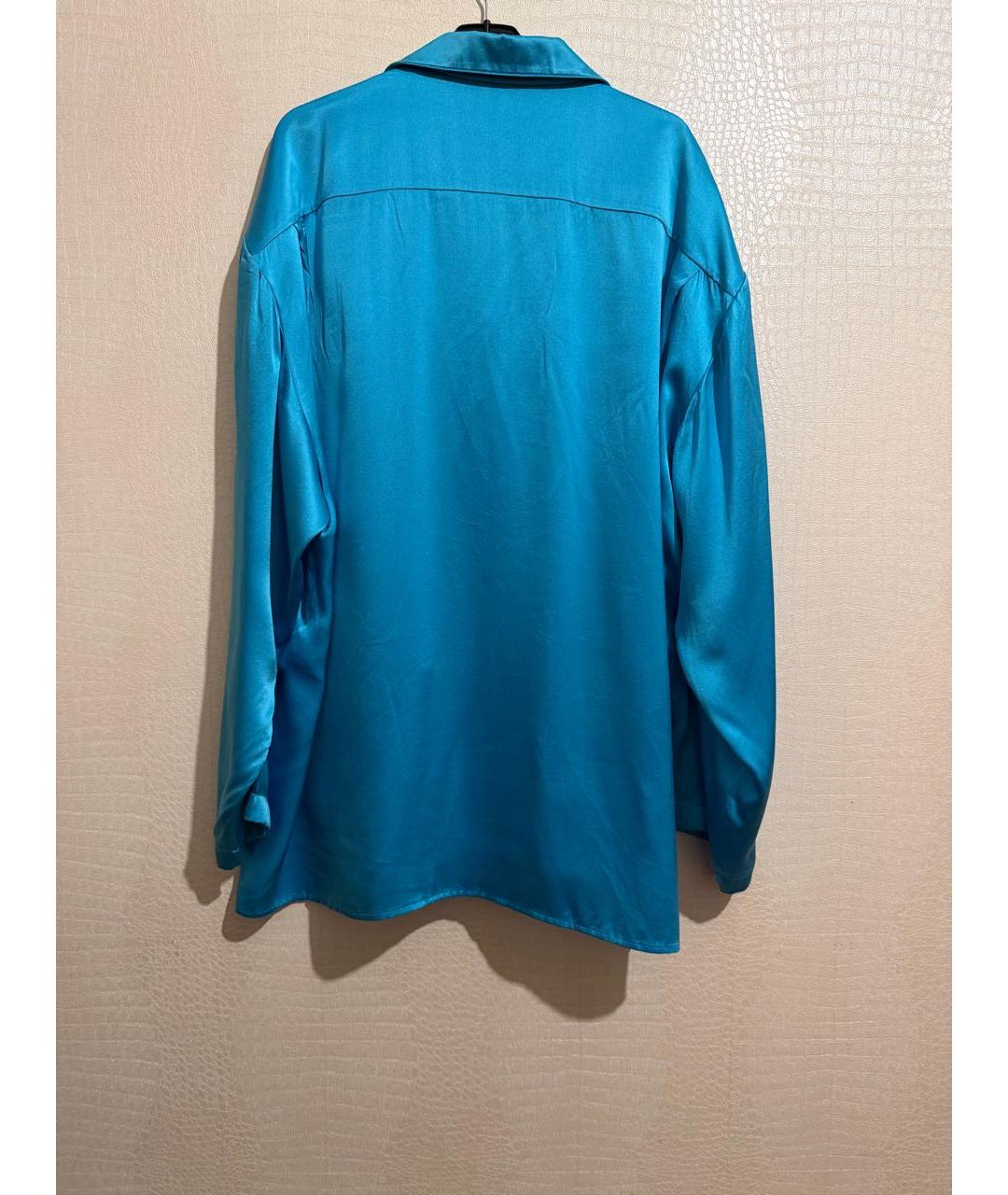 BALENCIAGA Бирюзовая шелковая блузы, фото 2