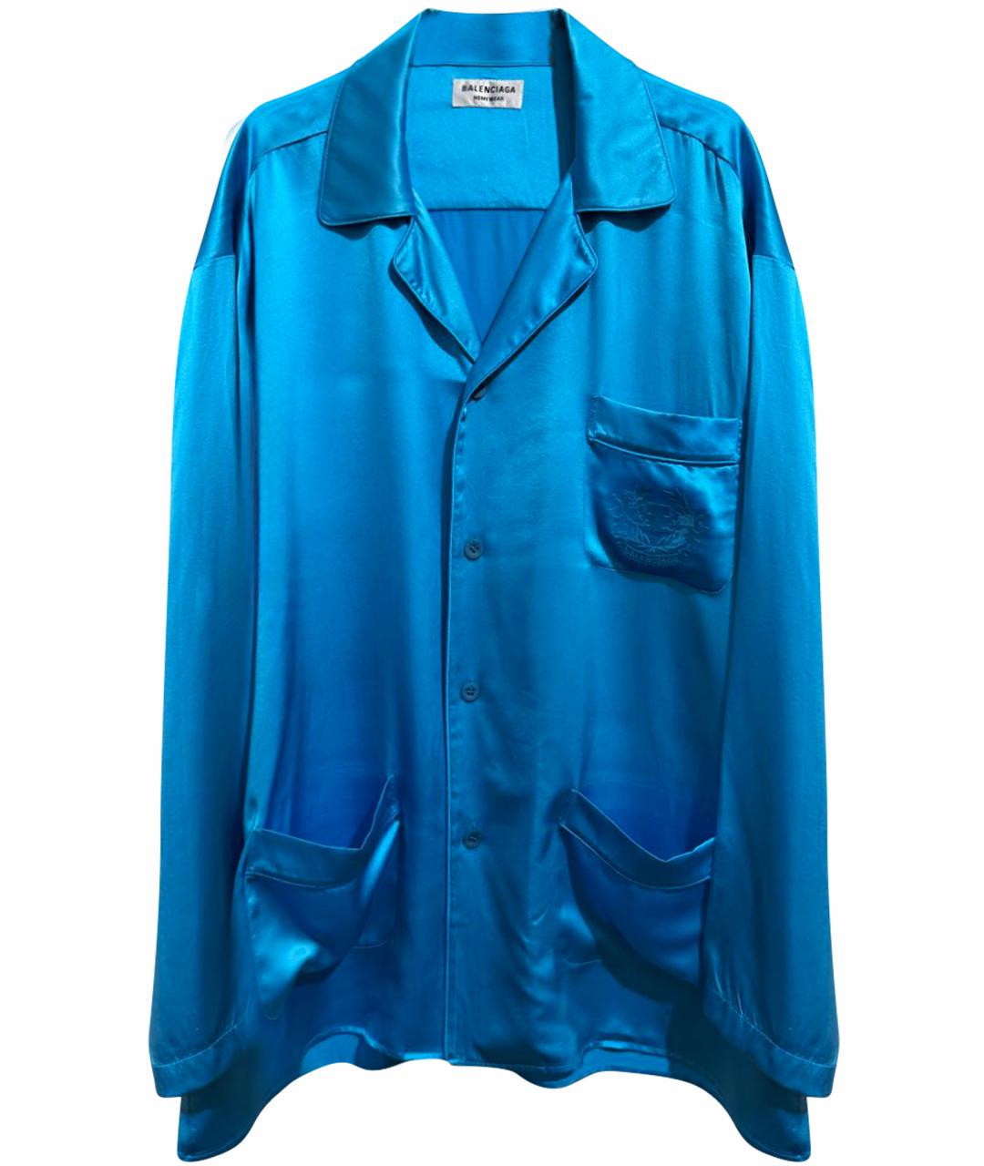 BALENCIAGA Бирюзовая шелковая блузы, фото 1