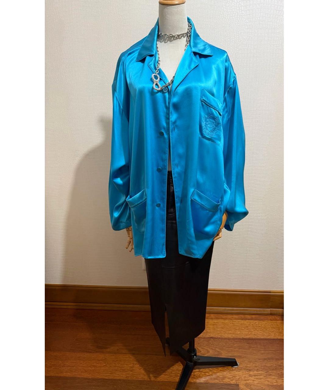 BALENCIAGA Бирюзовая шелковая блузы, фото 5
