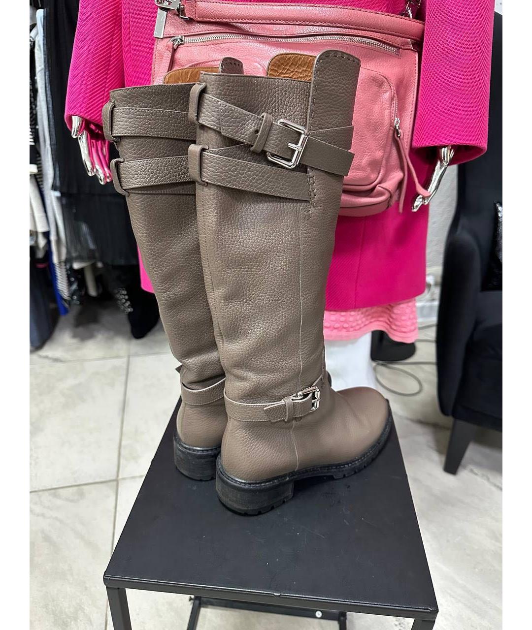 FENDI Бежевые кожаные сапоги, фото 2