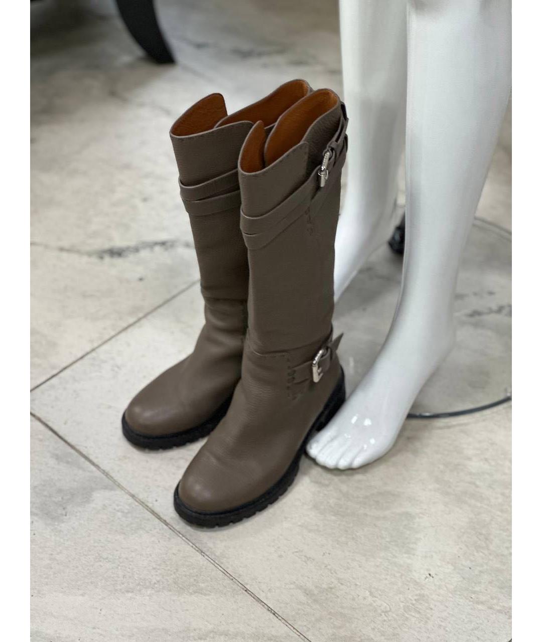 FENDI Бежевые кожаные сапоги, фото 4