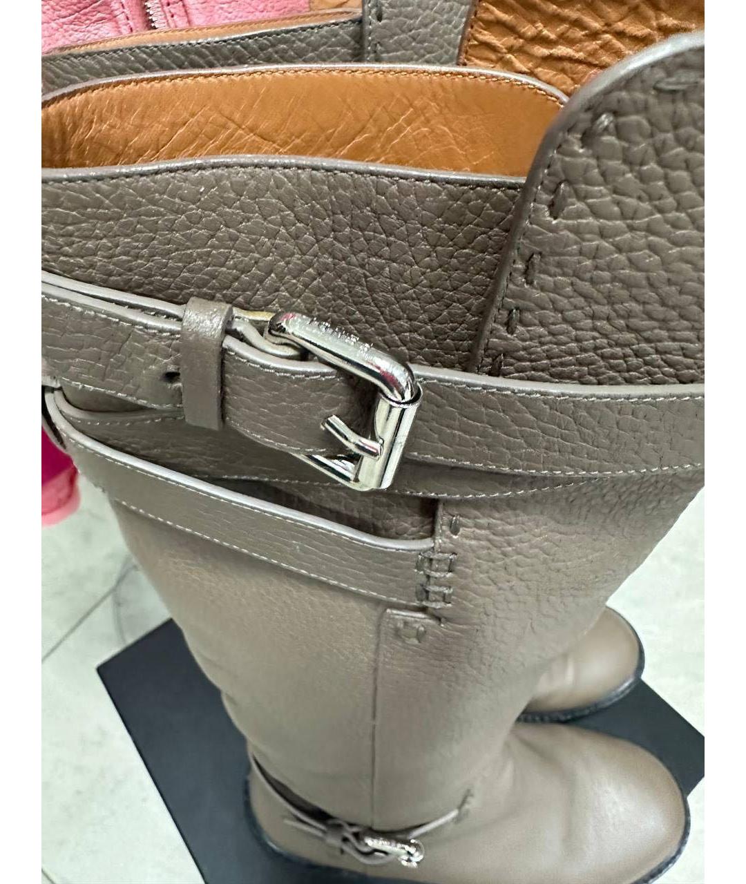 FENDI Бежевые кожаные сапоги, фото 5