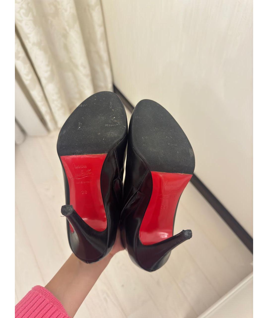 CHRISTIAN LOUBOUTIN Черные кожаные ботильоны, фото 4