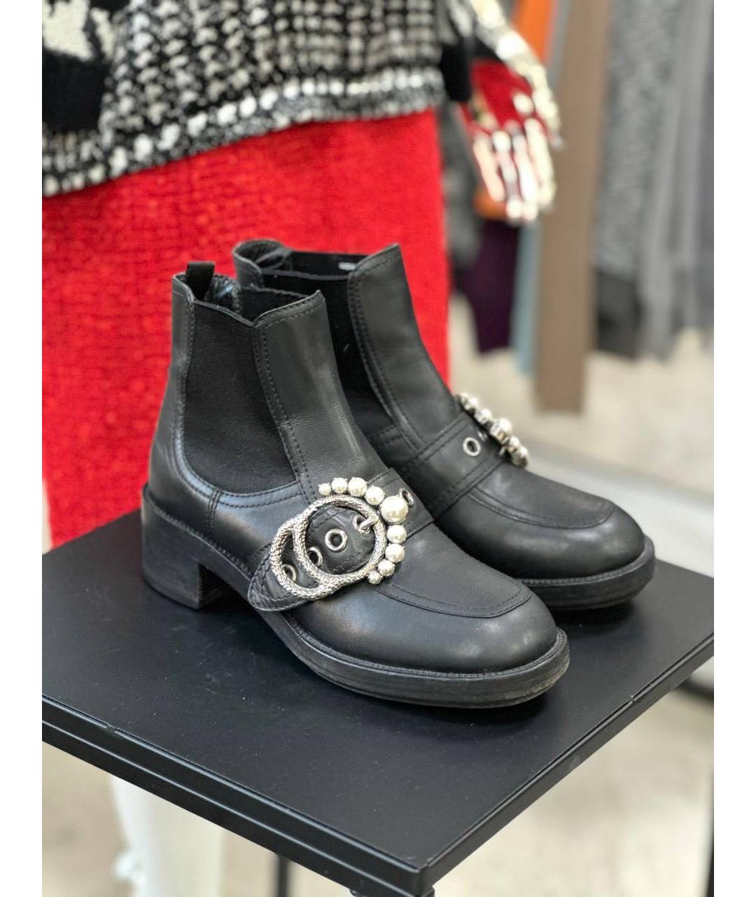 MIU MIU Черные кожаные ботильоны, фото 3