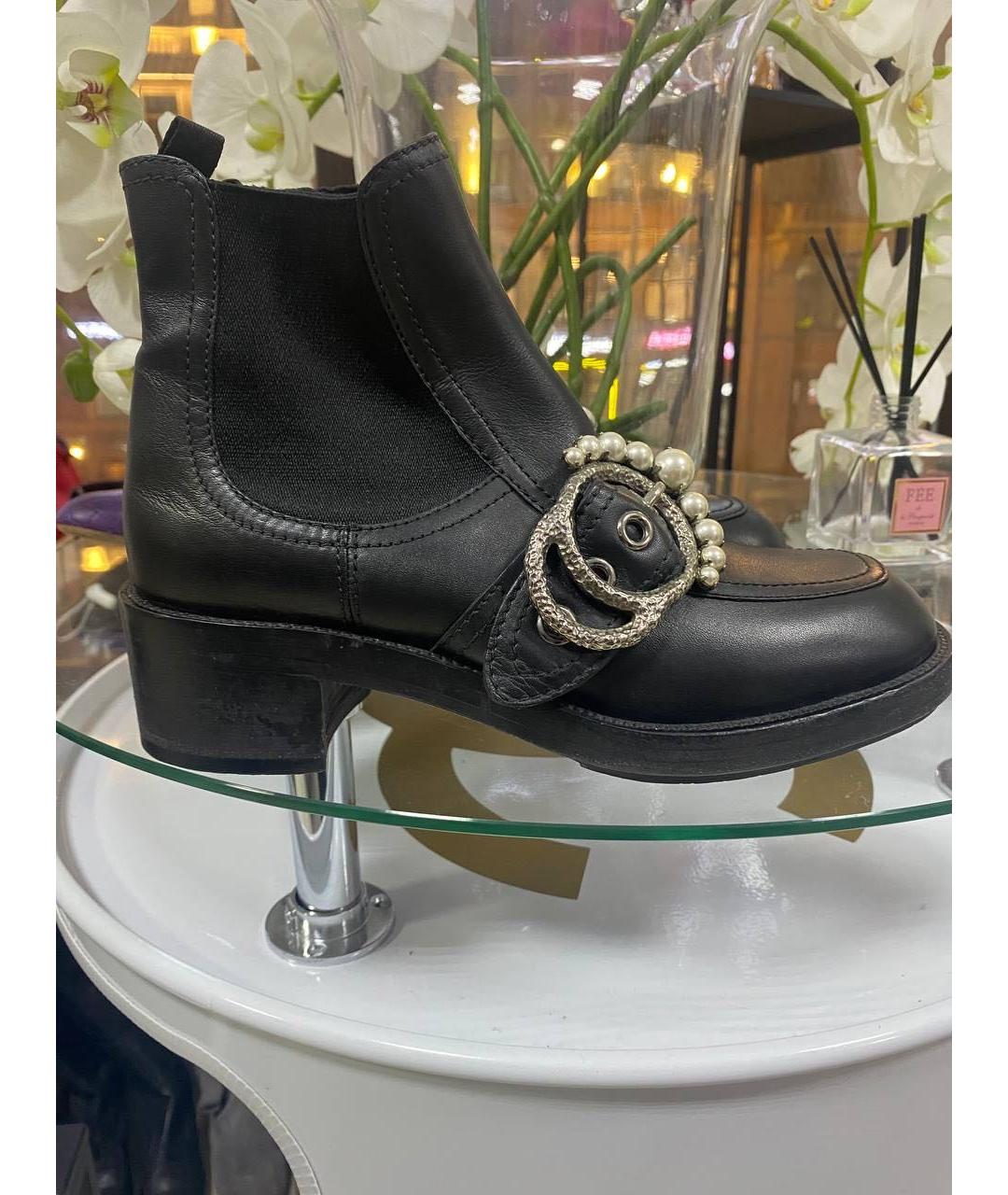 MIU MIU Черные кожаные ботильоны, фото 8