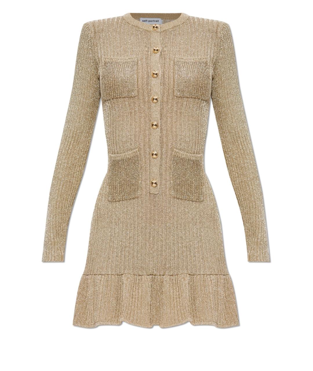 SELF-PORTRAIT Золотое хлопковое коктейльное платье, фото 9