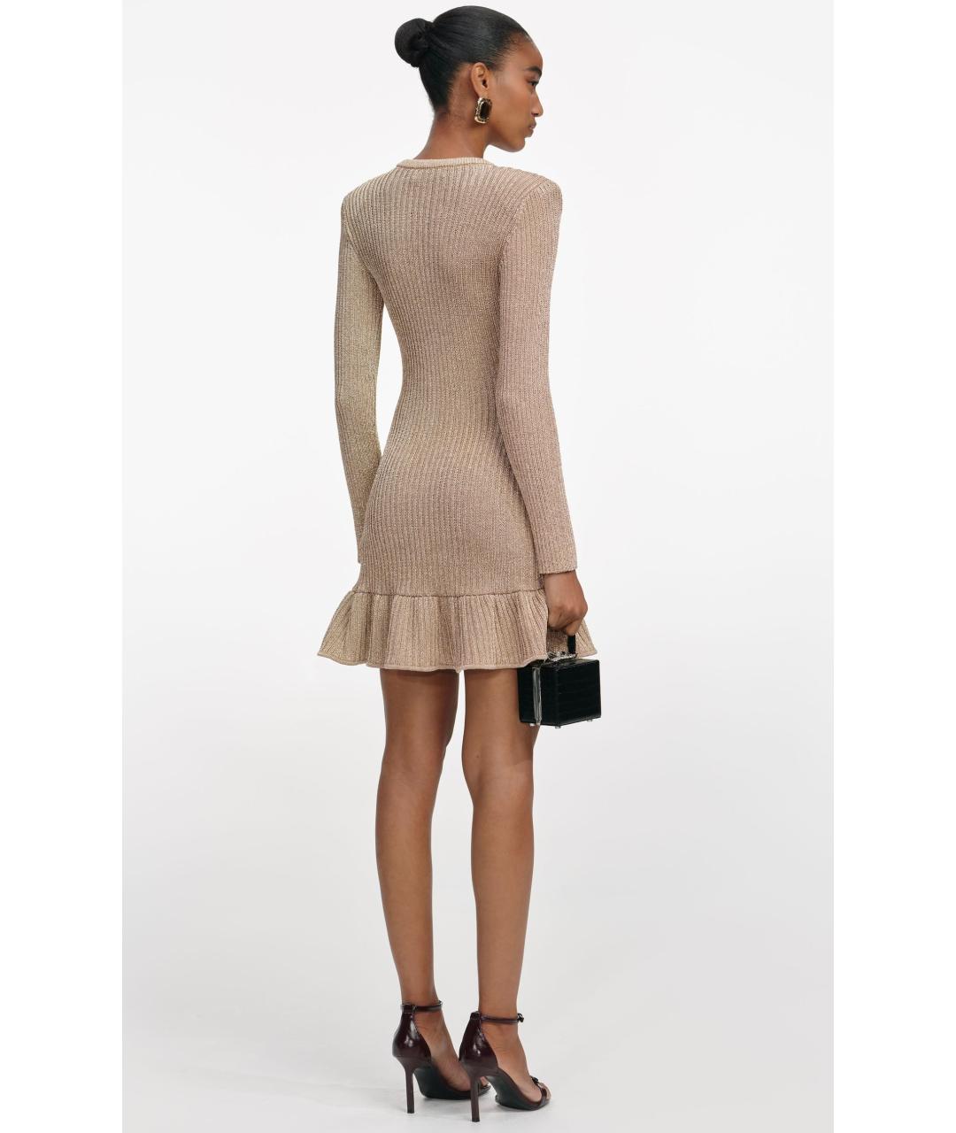 SELF-PORTRAIT Золотое хлопковое коктейльное платье, фото 4