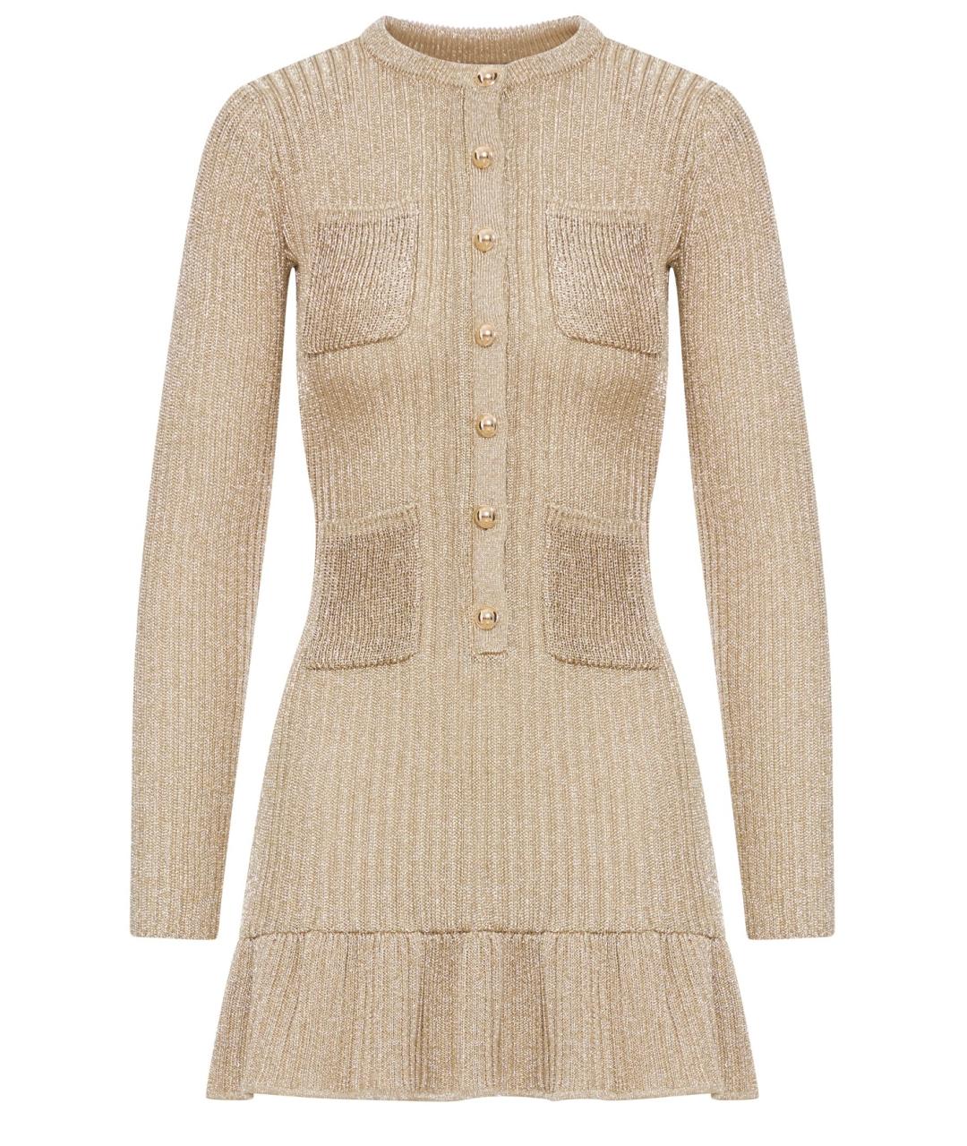 SELF-PORTRAIT Золотое хлопковое коктейльное платье, фото 1