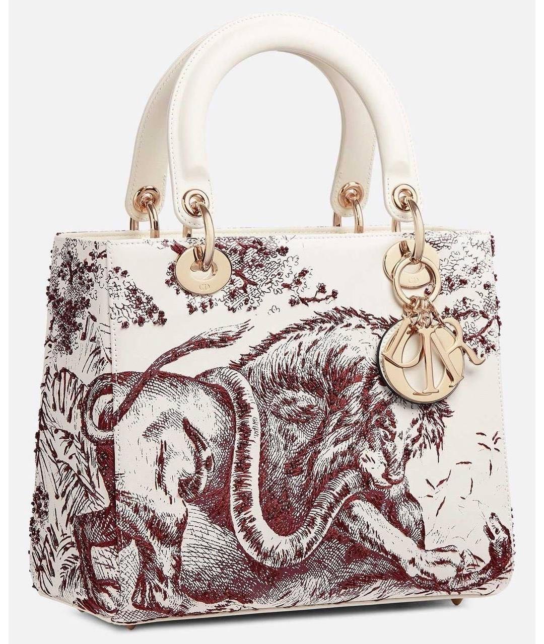 CHRISTIAN DIOR Белая кожаная сумка с короткими ручками, фото 9