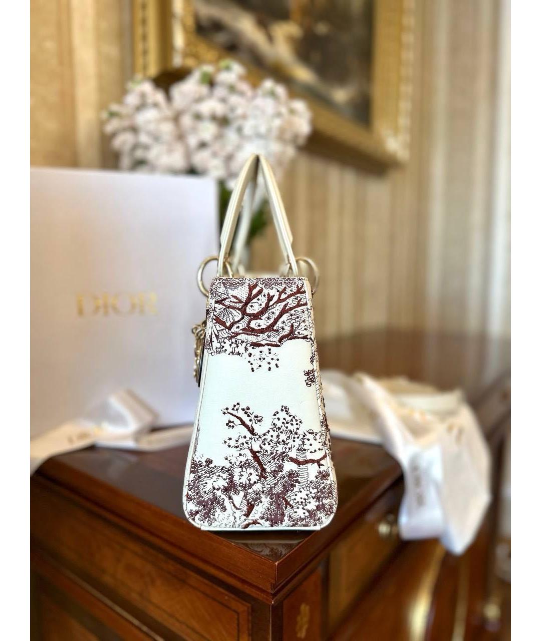 CHRISTIAN DIOR Белая кожаная сумка с короткими ручками, фото 7