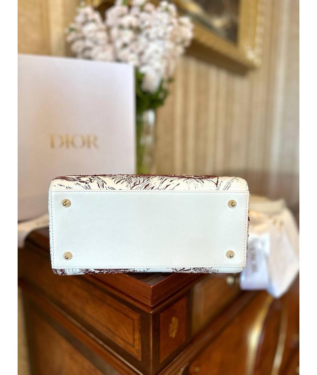 CHRISTIAN DIOR Белая кожаная сумка с короткими ручками, фото 8