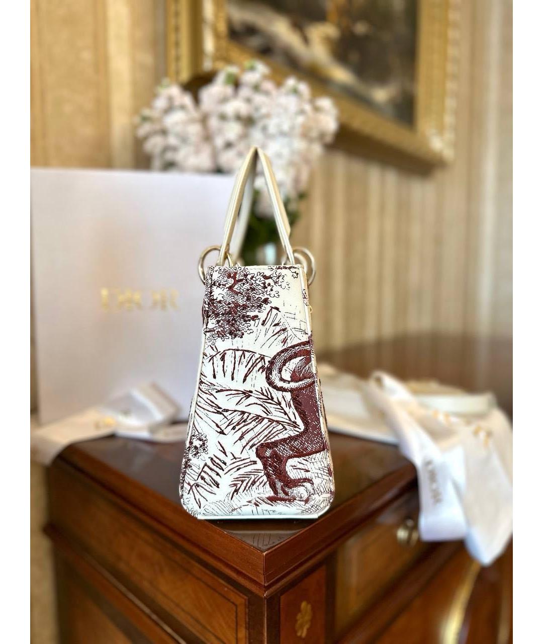 CHRISTIAN DIOR Белая кожаная сумка с короткими ручками, фото 6