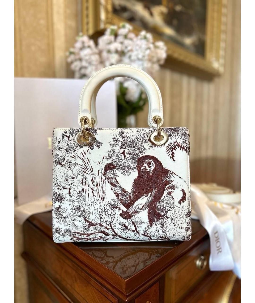 CHRISTIAN DIOR Белая кожаная сумка с короткими ручками, фото 5