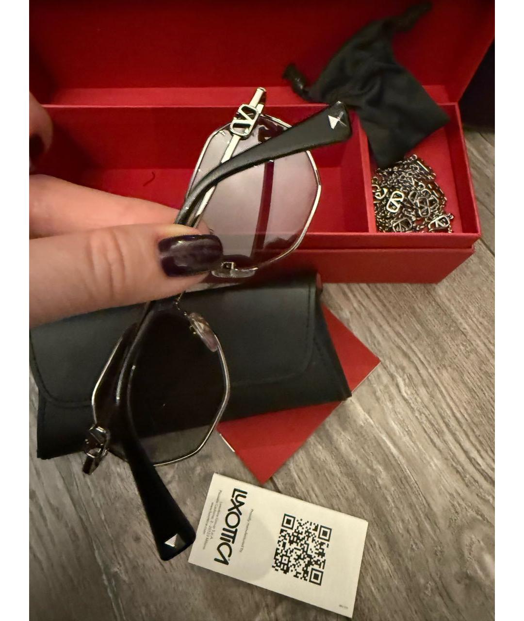 VALENTINO Серебряные металлические солнцезащитные очки, фото 4