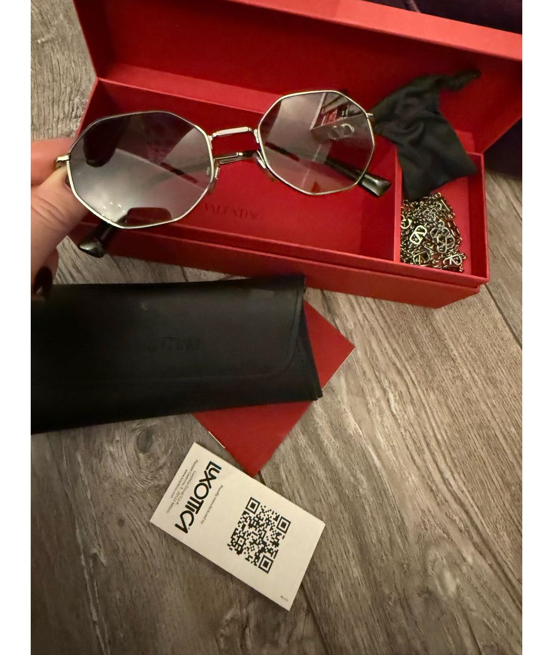 VALENTINO Серебряные металлические солнцезащитные очки, фото 6