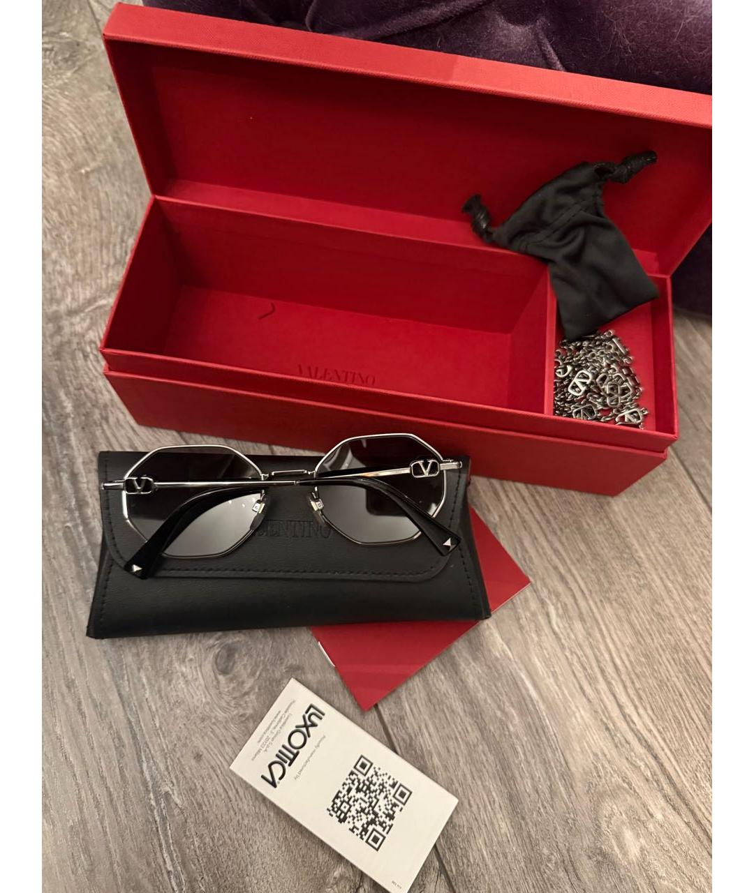 VALENTINO Серебряные металлические солнцезащитные очки, фото 3