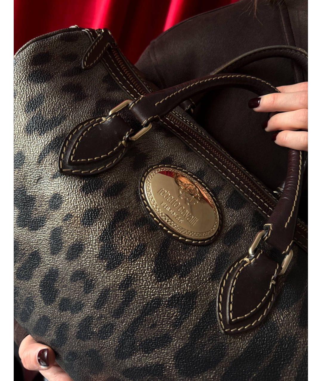 ROBERTO CAVALLI Мульти кожаная сумка с короткими ручками, фото 6