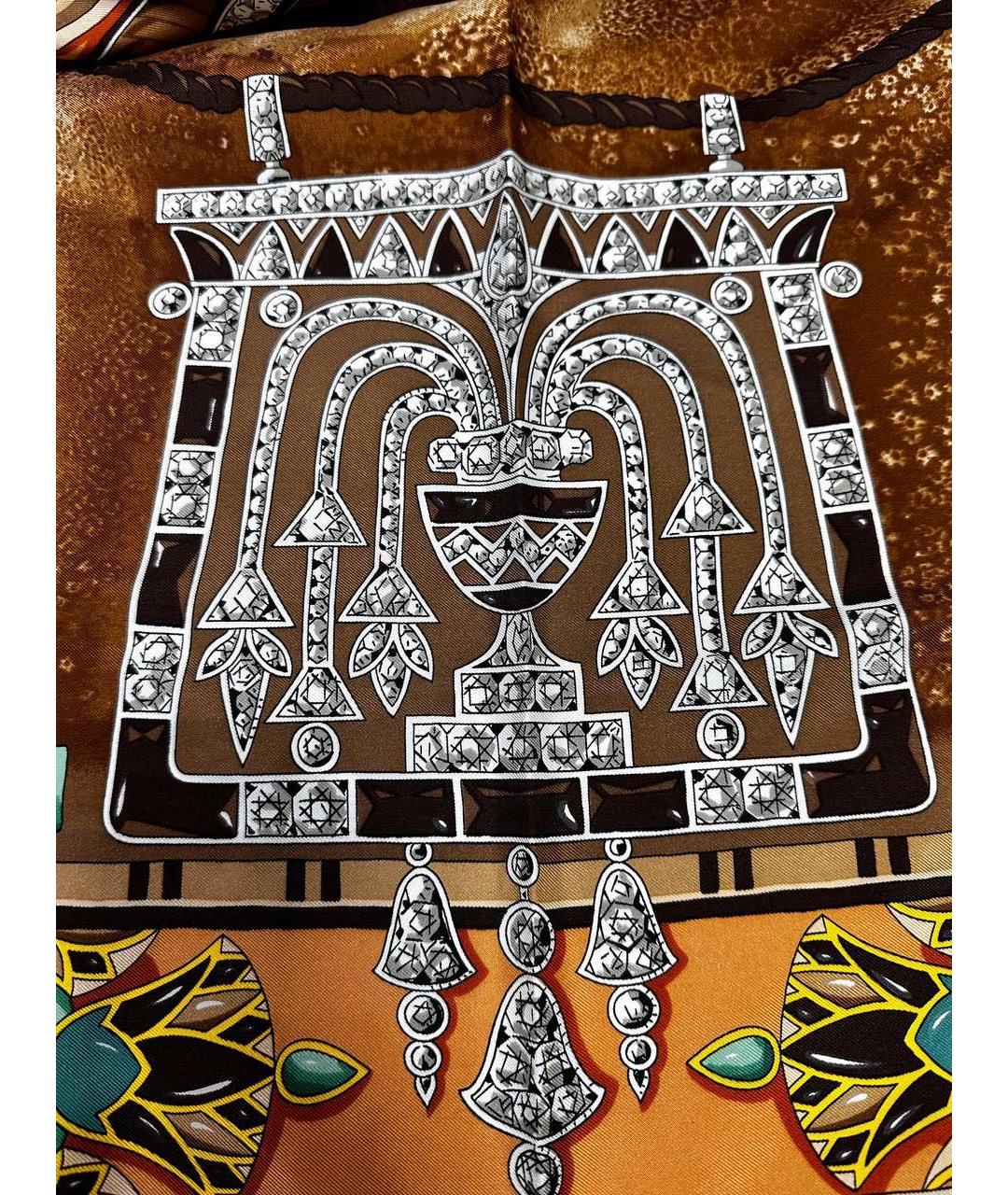 CARTIER Горчичный шелковый платок, фото 3