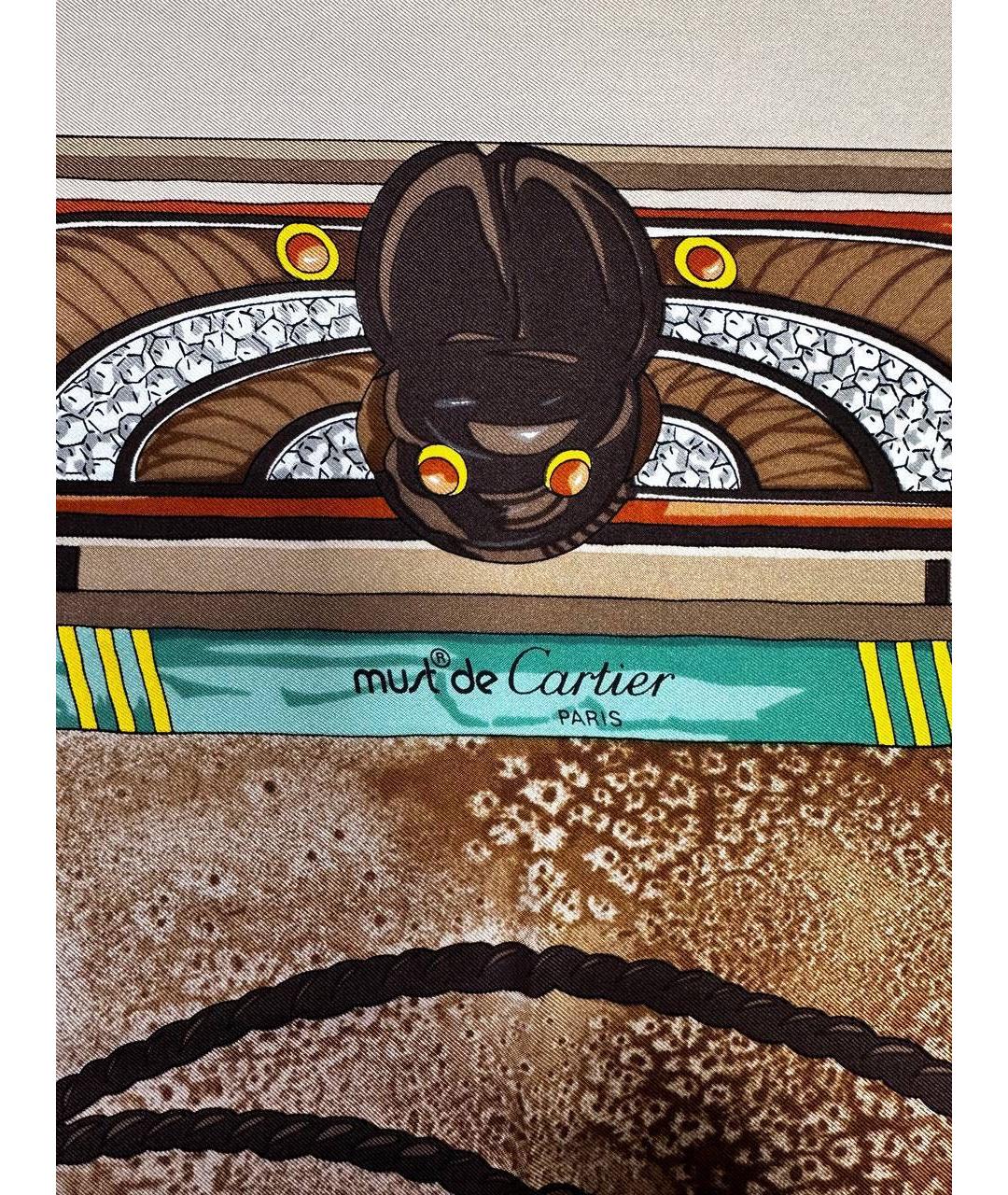 CARTIER Горчичный шелковый платок, фото 4